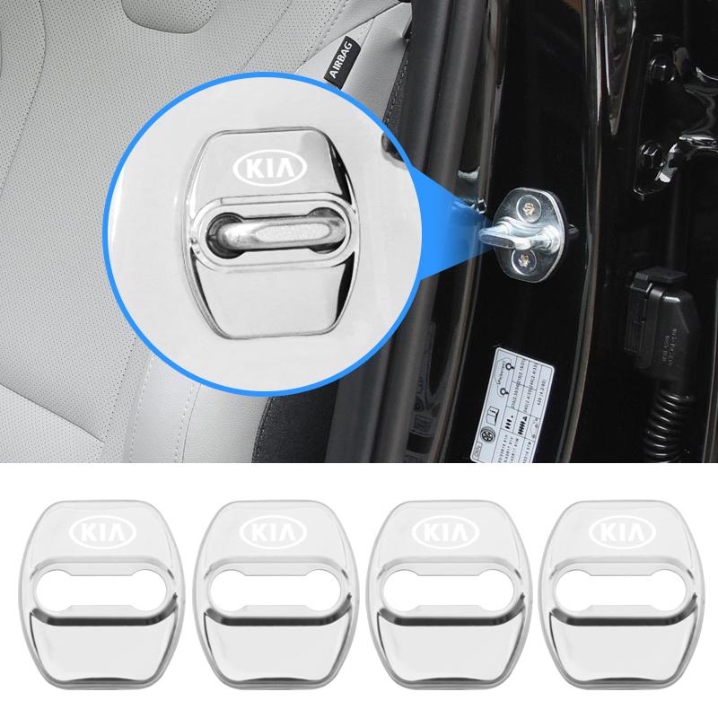 Cqgntp1 4Pcs Car Door Lock Cover Stainless Steel Protection Accessories For Kia GT-Line Sportage Ceed Rio Picanto Sorento Soul Cerato