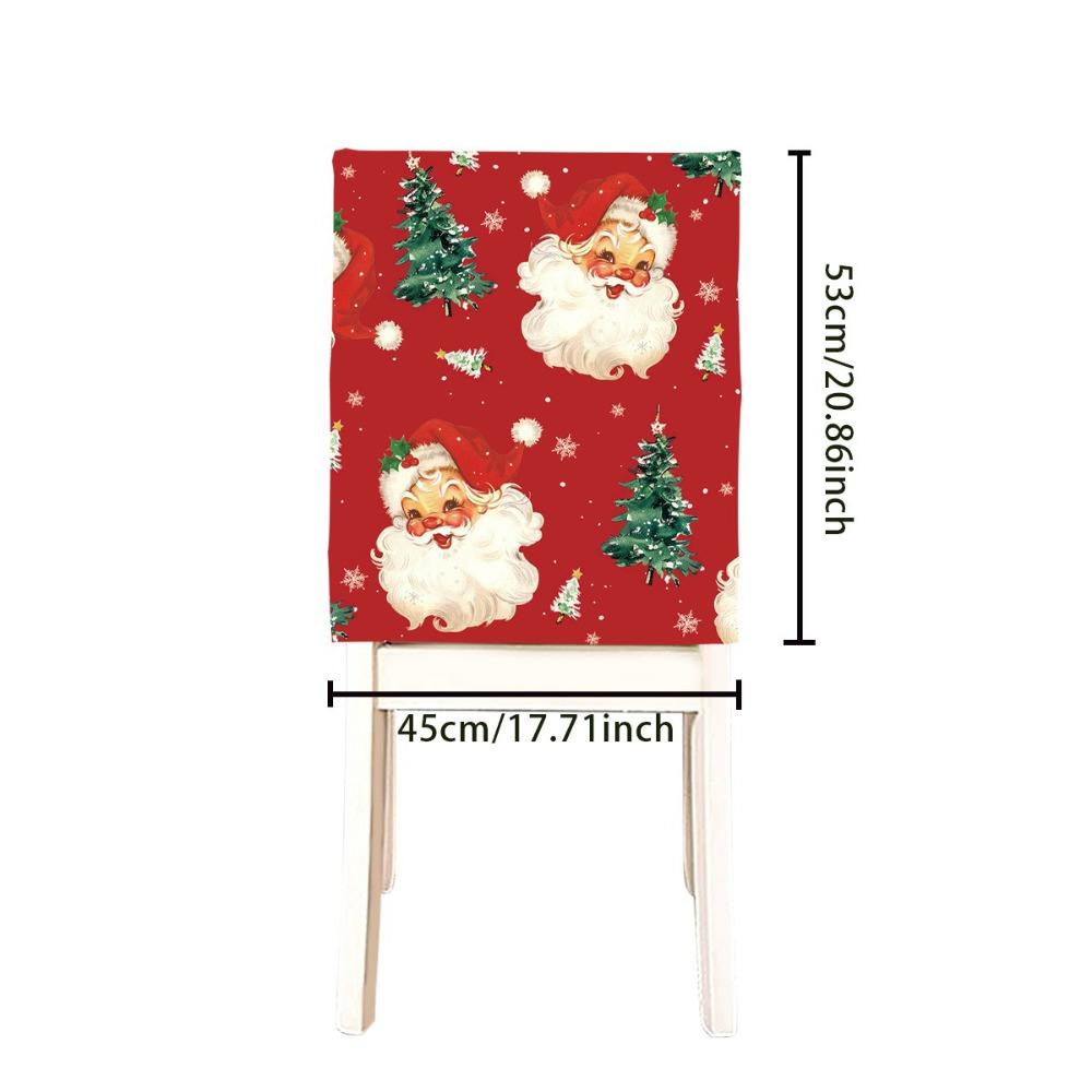 Snowman Christmas Chair Cover Santa Claus Pattern Elf Pattern Chair Back Slipcover Quick Easy Use Washable Chair Back Cover