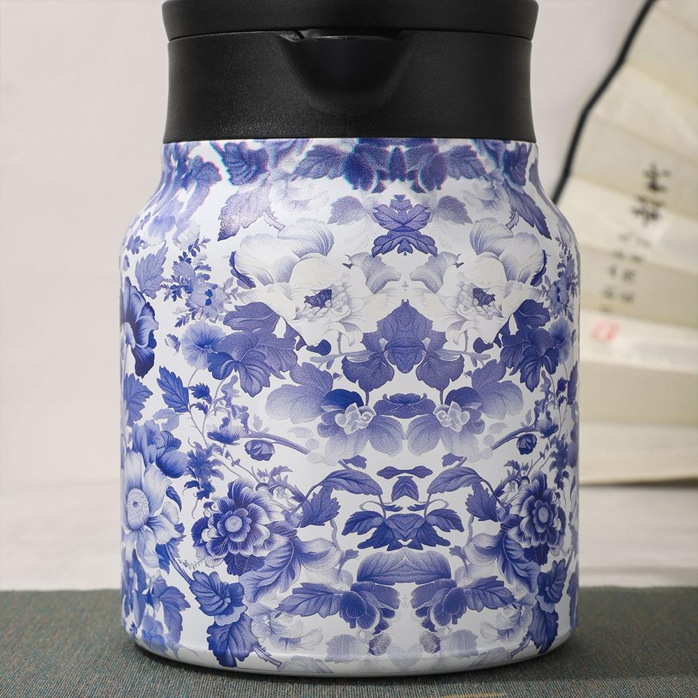 1000ml Floral Pattern Teapot Stainless Steel Tea Kettle with Lid Vintage Floral Tea Kettle Water Bottle Built In Infuse Tea Pot