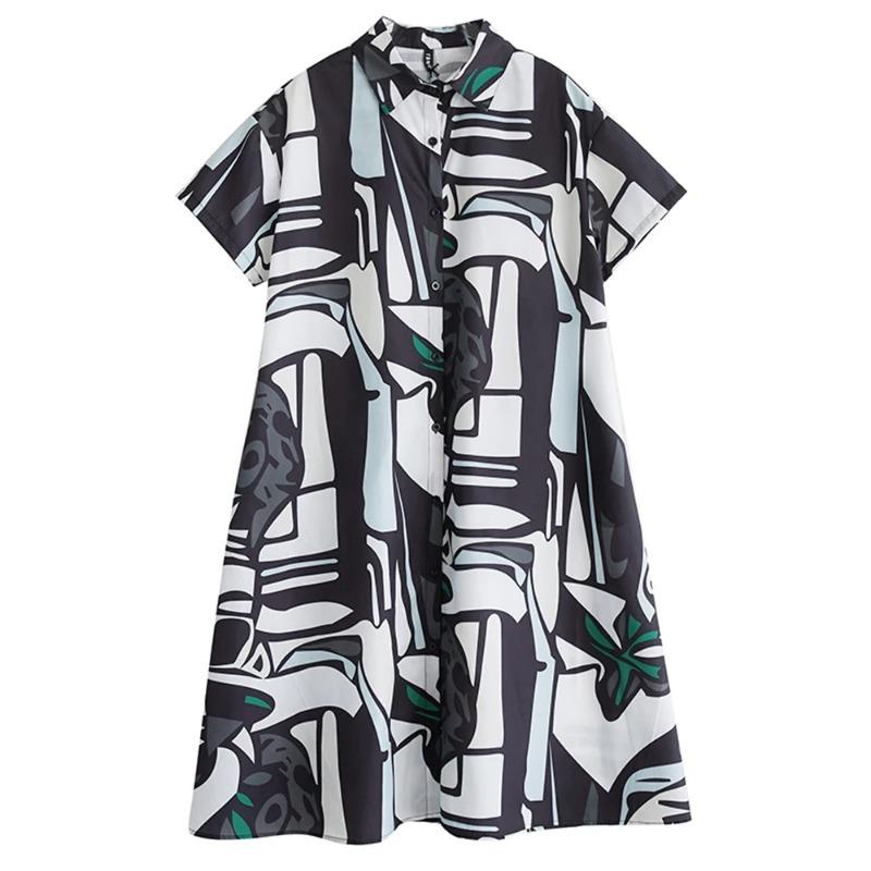 

XITAO Платье пэчворк с принтом и карманом ZMY1137 One Size чёрный