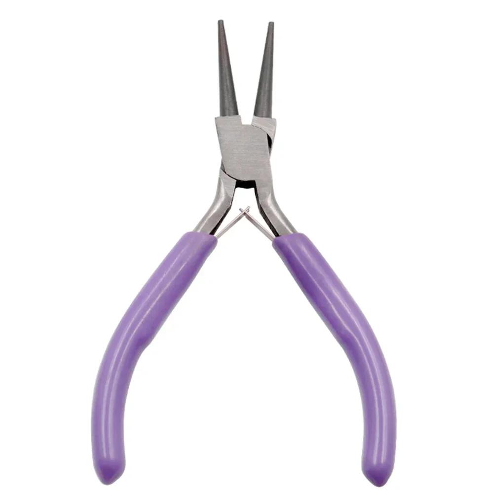 1pc Small Pliers Diagonal Round Bent Needle Nose Pliers Non-slip Handle Jewelry Repair Making Handcraft Beading Cutter Pliers
