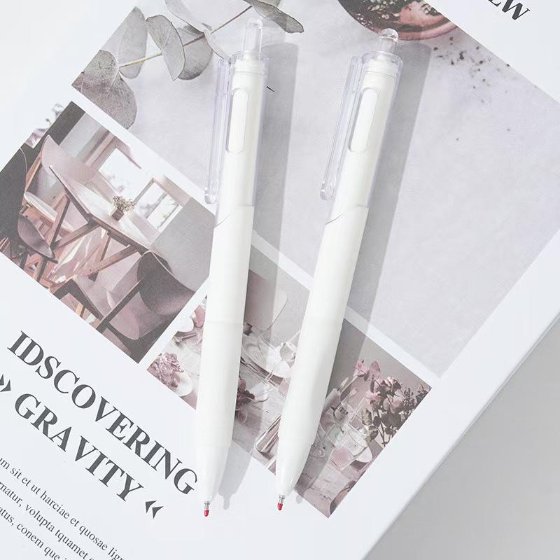 Quick-Dry White Brush Pen: 0.5mm Click-Action for Students & Office Signature Use.