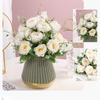 Green Aloes 2pcs Orange Horn Rose Peonies Bouquet Artificial Flowers Simulation Perfume Peony Silk Fake Flower Office Decoration