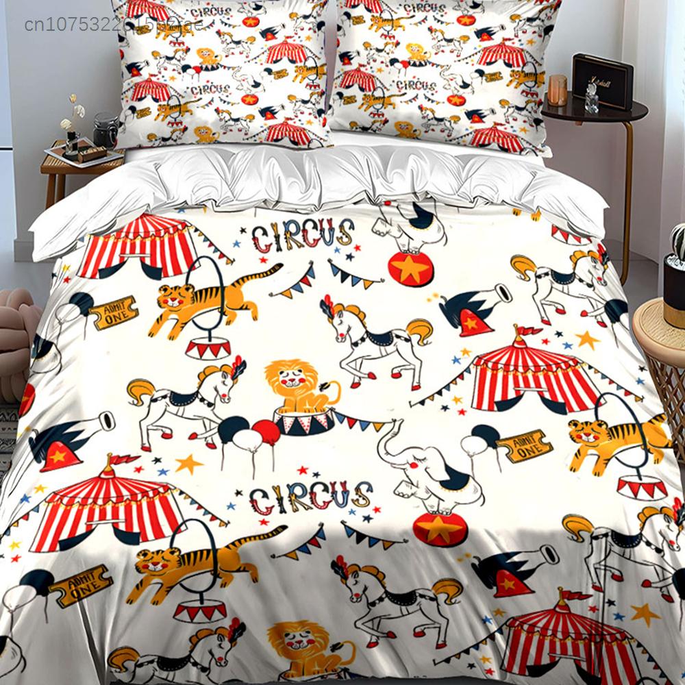 Circus Theme Party Decoration Set Multiple Sizes kid's And adults' Bedroom Exquisite 3PC Bedding set, Gift