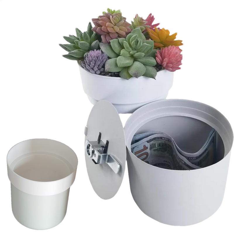 Money Hiding Gadgets Spare Key Safe Holder Money Hider Compartment Key Hider Storage Box Flower Pots False Bottom with Key Lock