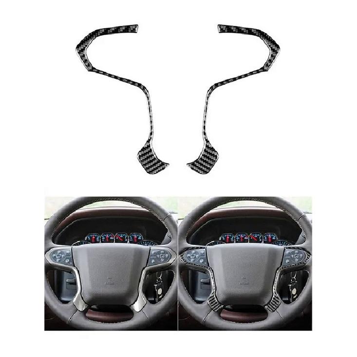 For Chevrolet Silverado 1500/GMC Sierra 1500 2014-2018 Carbon Fiber Steering Wheel Accent Stickers Car Interior Accessories