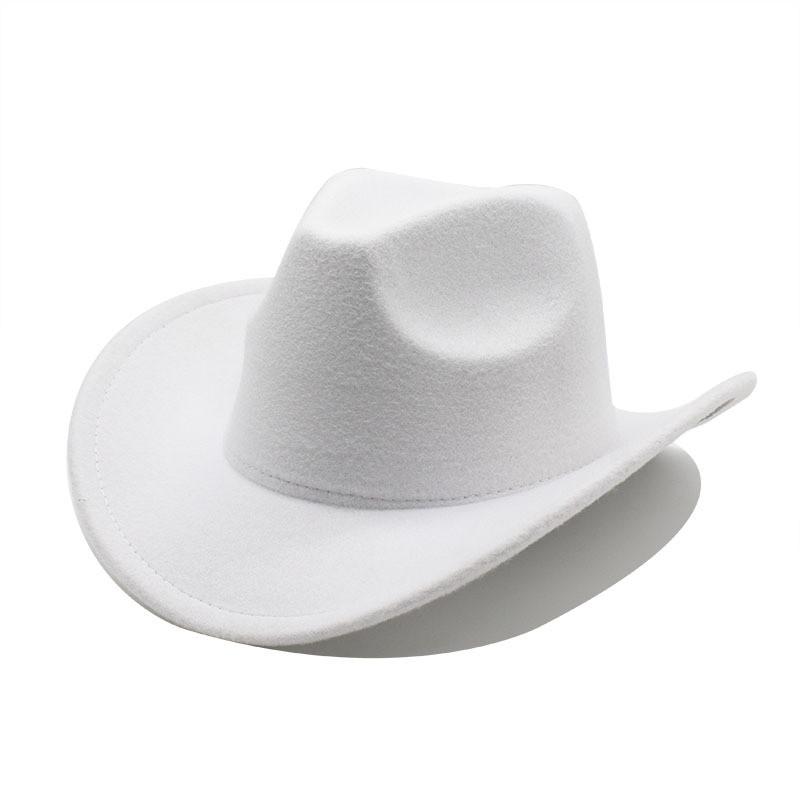 Western Cowboy Hat Black Wool Felt Fedora For Men And Women Sun Protection