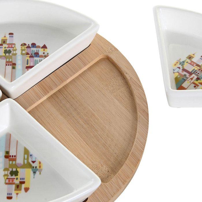 Set d'apéritif - DKD HOME DECOR - Bleu, Blanc, Rouge - Grès - 21,5 x 21,5 cm - Design Contemporain