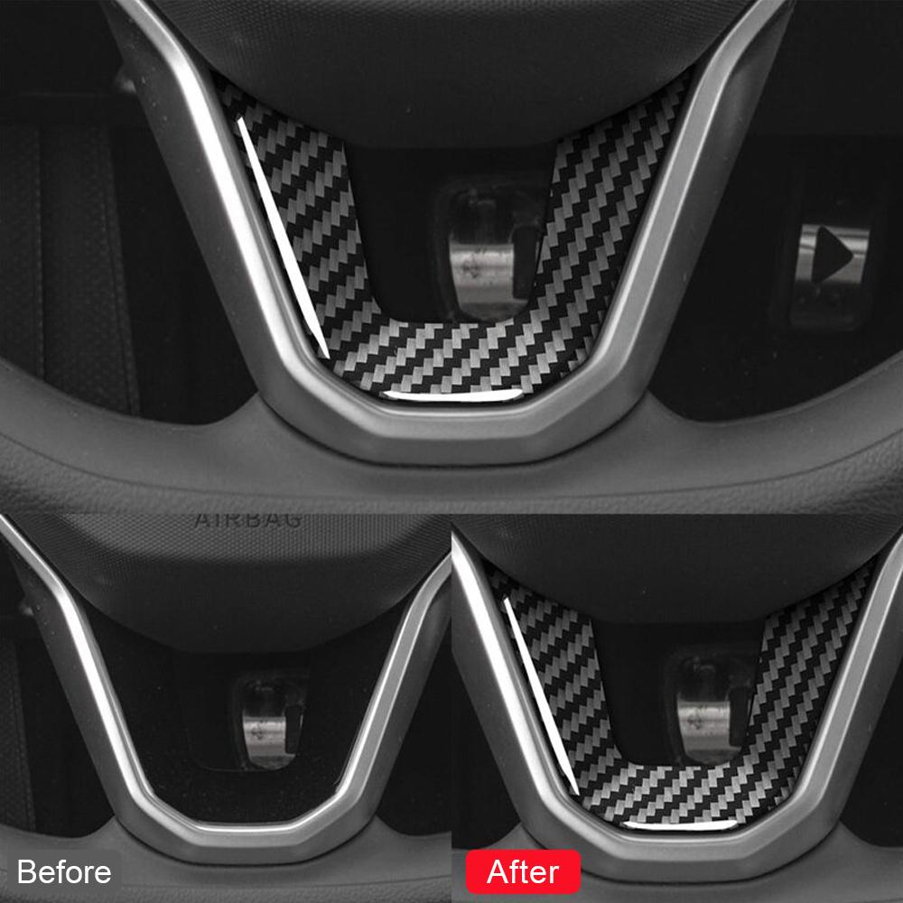 Für Volkswagen ID.4 2021-2026 Lenkrad untere Verkleidung Aufkleber Schwarze Kohlefaser Innenraumzubehör Dekor Upgrade Styling