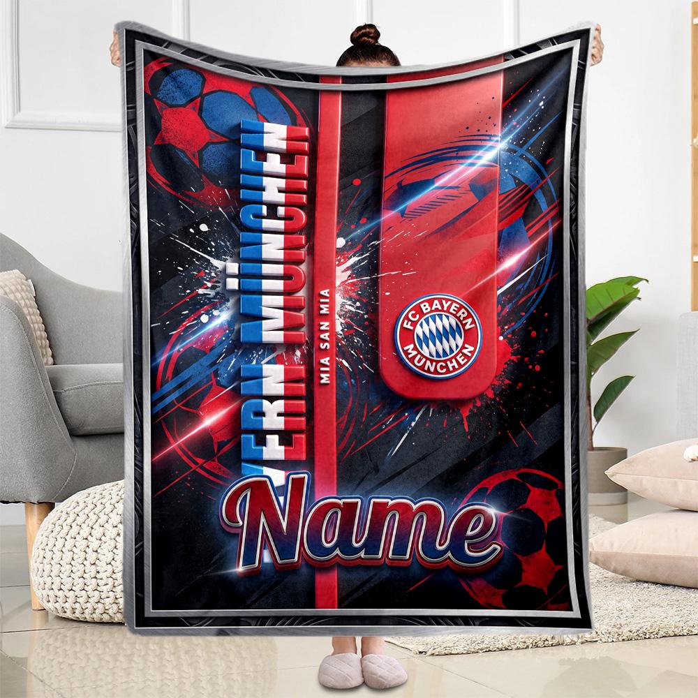 Bayern Munich Celebration Personalized Text Blanket Gift Customizable Blanket Warmthful Decor for Home Decor Office Nap Bedding for All Occasions