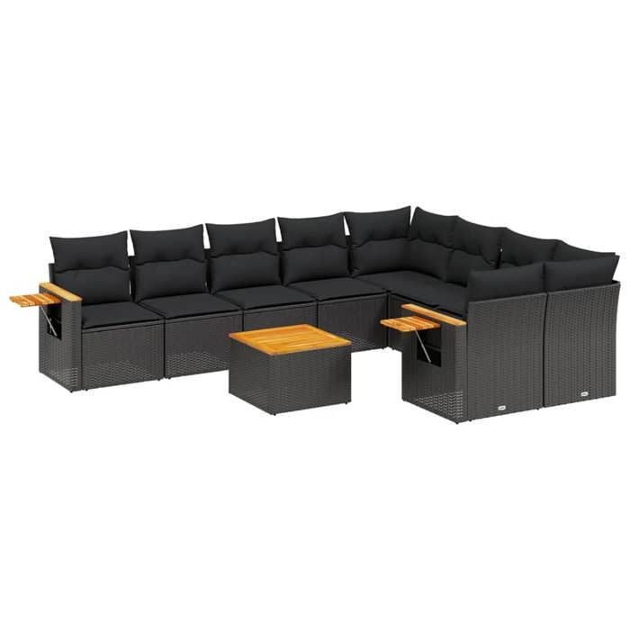 VidaXL Garden Lounge Set with Cushions 10 Pcs, Patio Sofas, Patio Furniture Set, Outdoor Furniture, Black 3227147