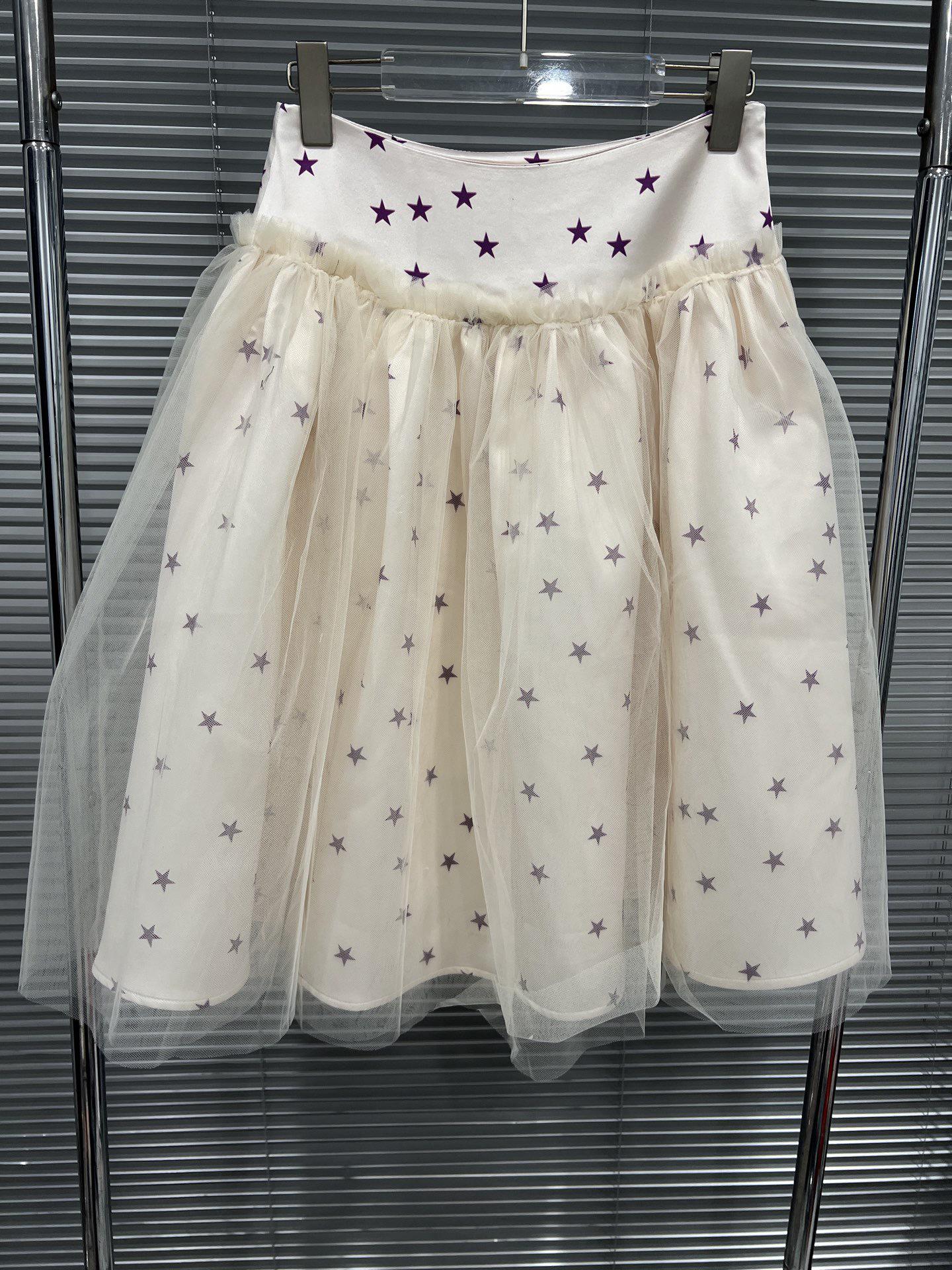 Spring 2026 French Star High-Waist Mesh Skirt with Slimming Patchwork Medium абрикосовый