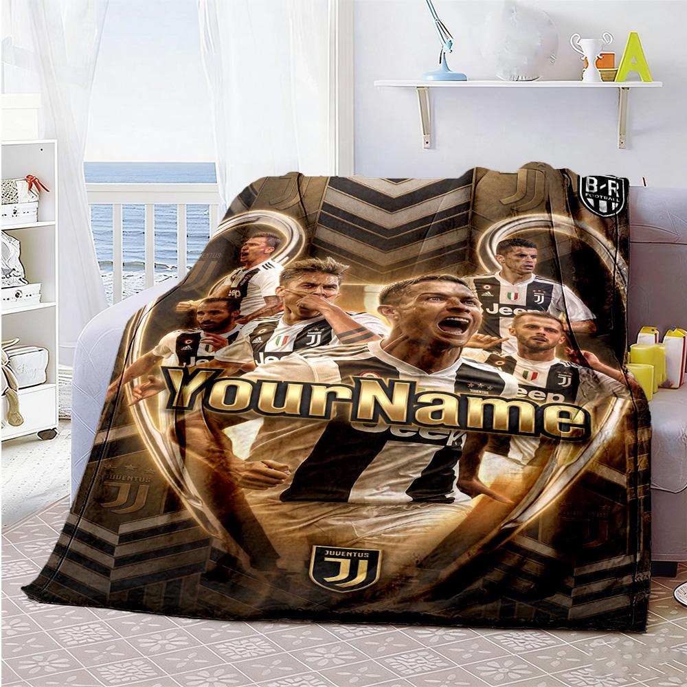 Juventus Customize Text Blanket Throw Customizable Blanket Warmthful Decor Suitable for Sofa Livingroom Picnics Couch for All Occasions