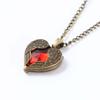Retro Women Love Angel Wing Girls Red Crystal Pendant Peach Heart Necklace Jewelry
