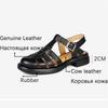 Fashion 2025 Women Sandals Retro Genuine Leather Luxury Roman Sandals Casual Buckle Strap Summer Shoes GLADIATOR Thick Heel Women Shoes