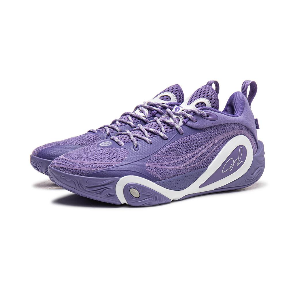 Li Ning DLO1 Ammortizzazione Antiscivolo Resistente all'Abrasione Grip Elastico Scarpe da Basket Basse da Uomo Viola Campanula ABPV009-8