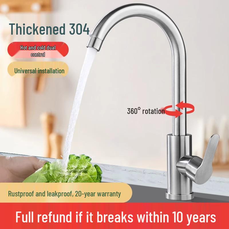 Stainless Steel Anti-Splash Hot & Cold Kitchen Faucet for Vegetable Sink & Washbasin