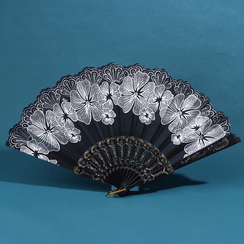 Chinese Style Silk Fabric Fan Folding Fan Wedding Fan Art Gifts Dance Hand Fan Vintage Folding Flower Fan Ancient Hanfu Fan