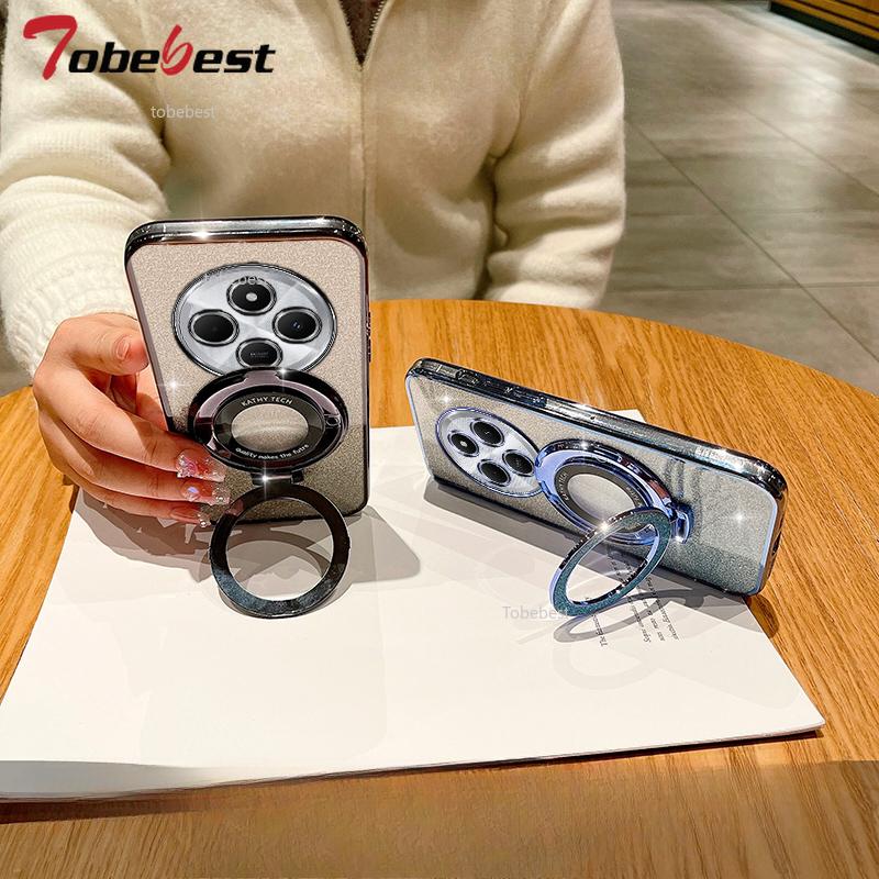 Glitter Plating Magnetic Holder Phone Case For Xiaomi POCO M7 F7 Pro Ultra 5G Soft Silicone Cover