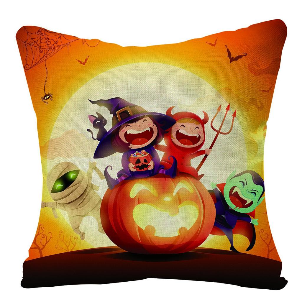 New Halloween Pumpkin Festival Linen Pillow Cover Home Festive Sofa Pillow Cover Premium Durable Quality Useful