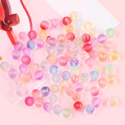 Fantasy Round Fashion 50Pcs 8mm Loose Beads Double Color DIY Jewelry Accessories Frosted Bracelet Necklace Beaded Handmade Making Glass  Accessories