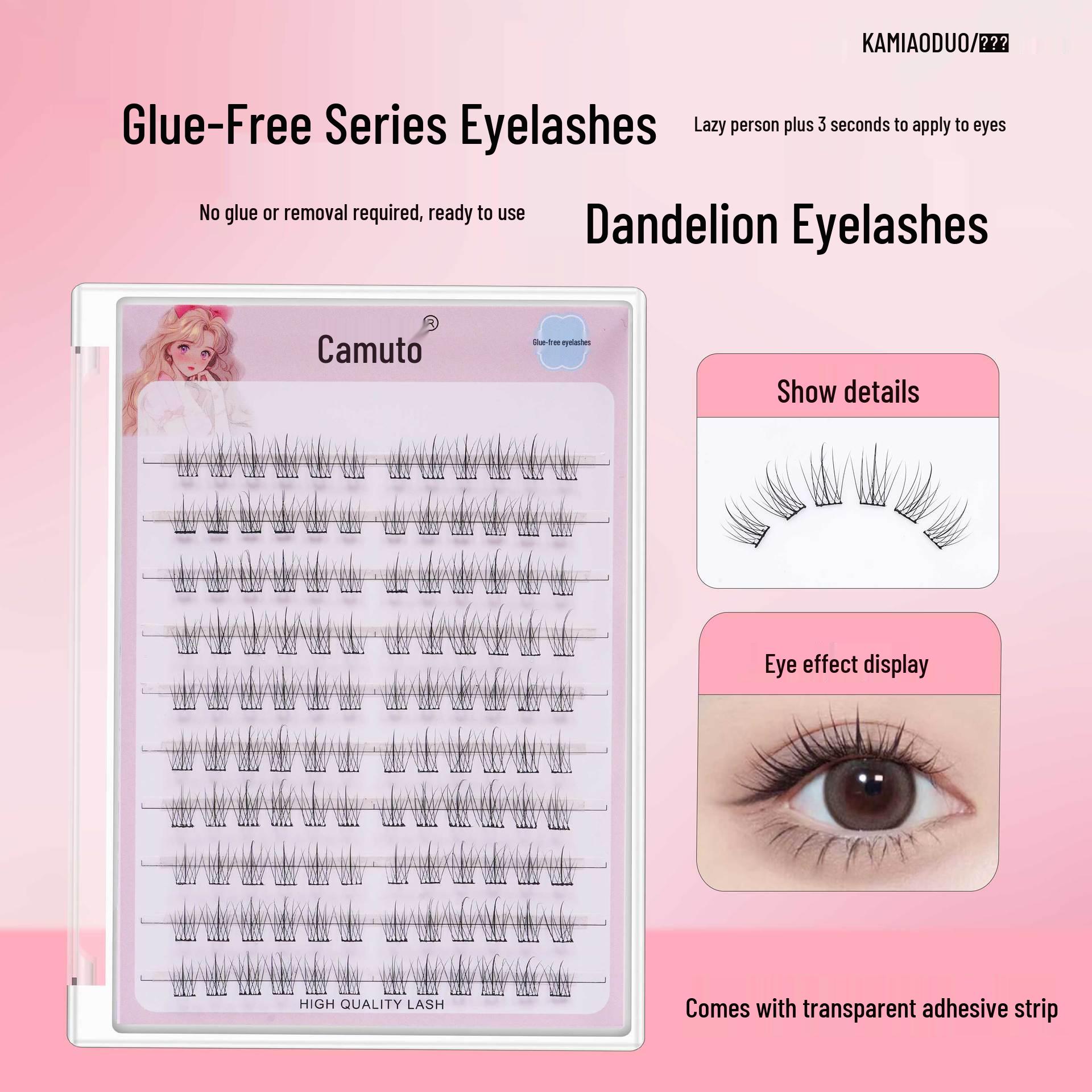 Kamiduo 2026 Mona Lisa Style Self-Adhesive Natural Dandelion False Eyelashes - Korean Design