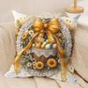 Easter Luxury Eggs Cushion Cover Silky Short Plush Invisible Zipper Dustproof Sofa Pillow Case For Home Decor