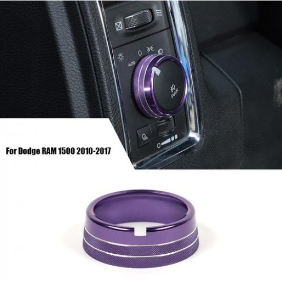 Car Headlight Switch Knob Button Ring Cover Trim for 2010-2017 Dodge RAM Purple