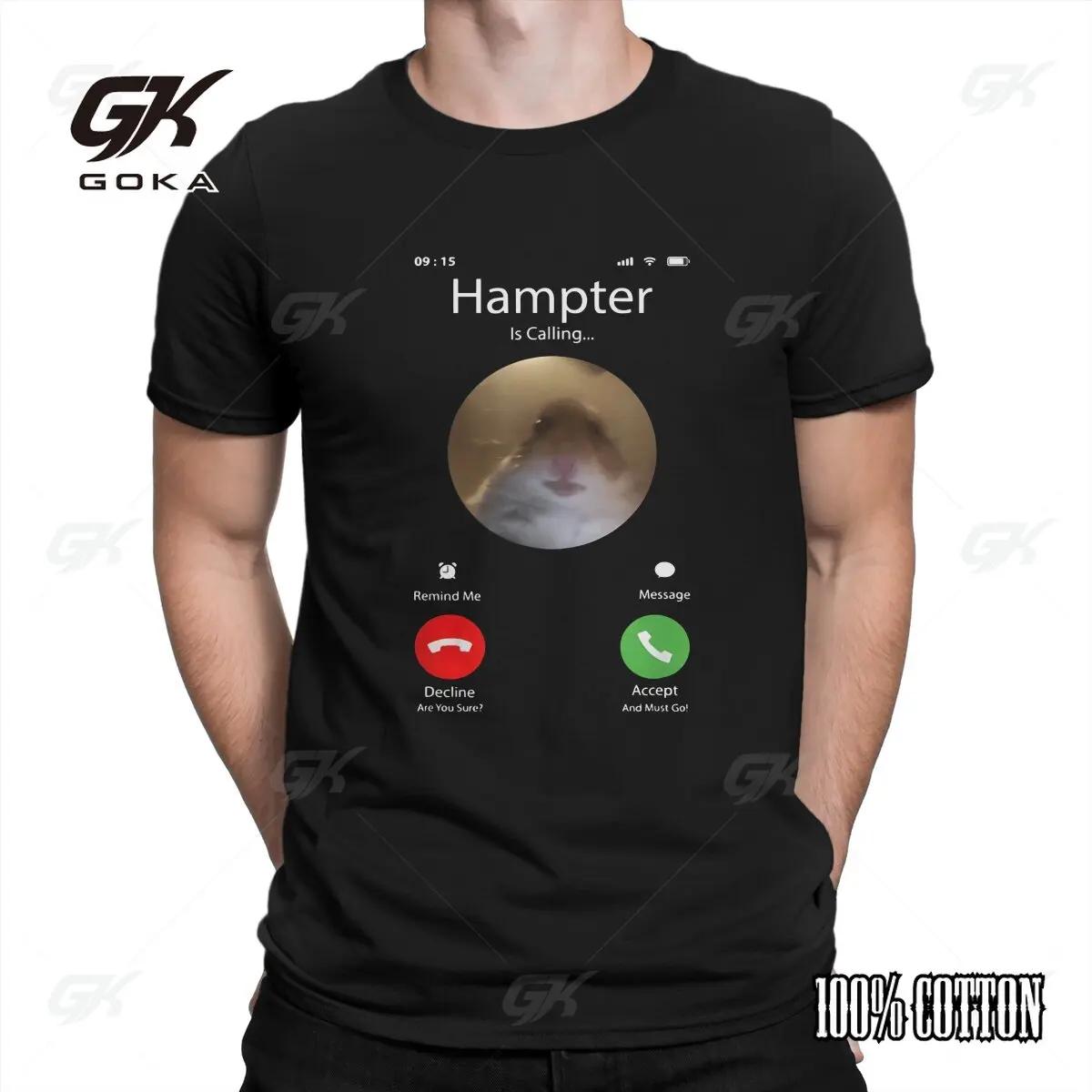 Dank Meme Hamster Staring Front Camera men clothing Hampter Calling Individuality Graphic TShirt  Streetwear S