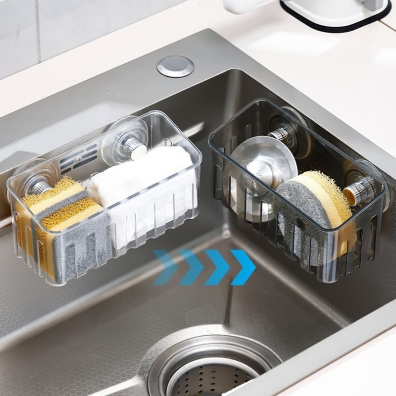 Plastic Sink Edge Storage Rack Featuring Strong Suction Cups for Efficient Dishcloth Drying and Countertop Organization