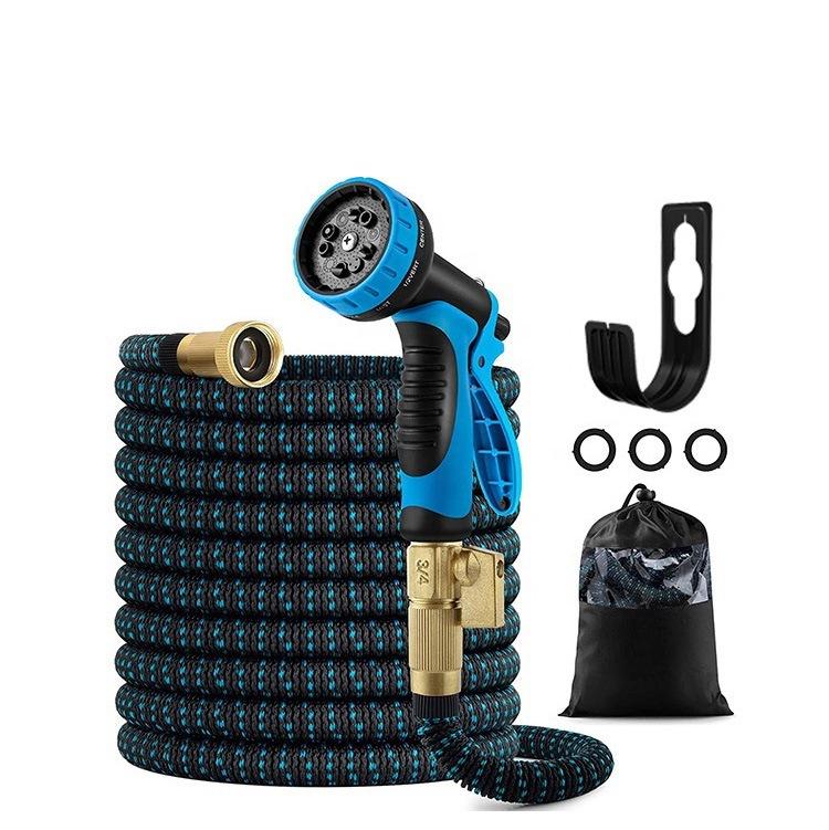 

High-Demand Telescopic Garden Hose with Multi-Functional Spray Nozzle for Watering & Car Wash 25FT Blue-Black Multifunctional