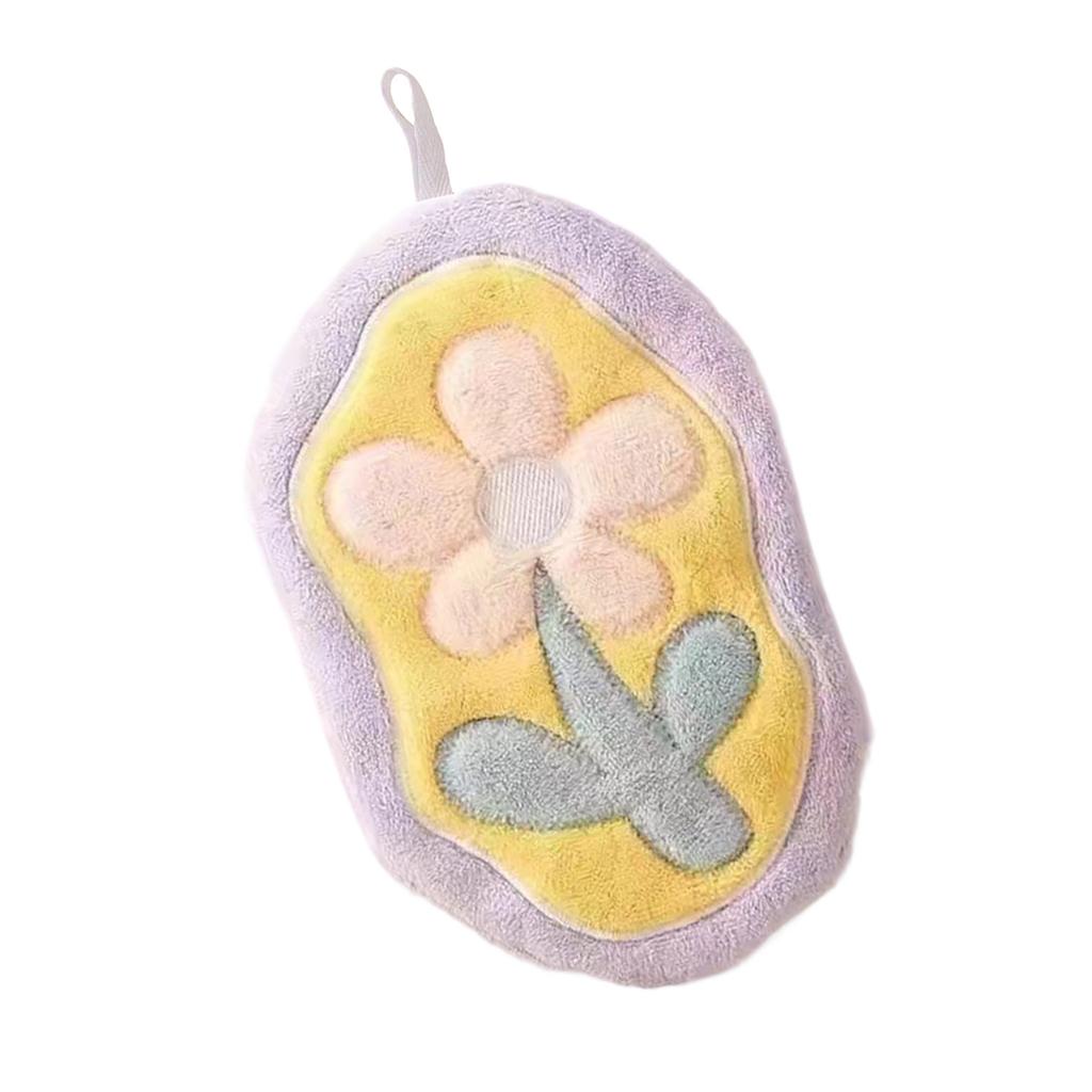 Gentle Plush Hand Towel Elegant Floral Design Quick Absorbing For Kitchen Bathroom Skin Friendly Hanging Loop Included