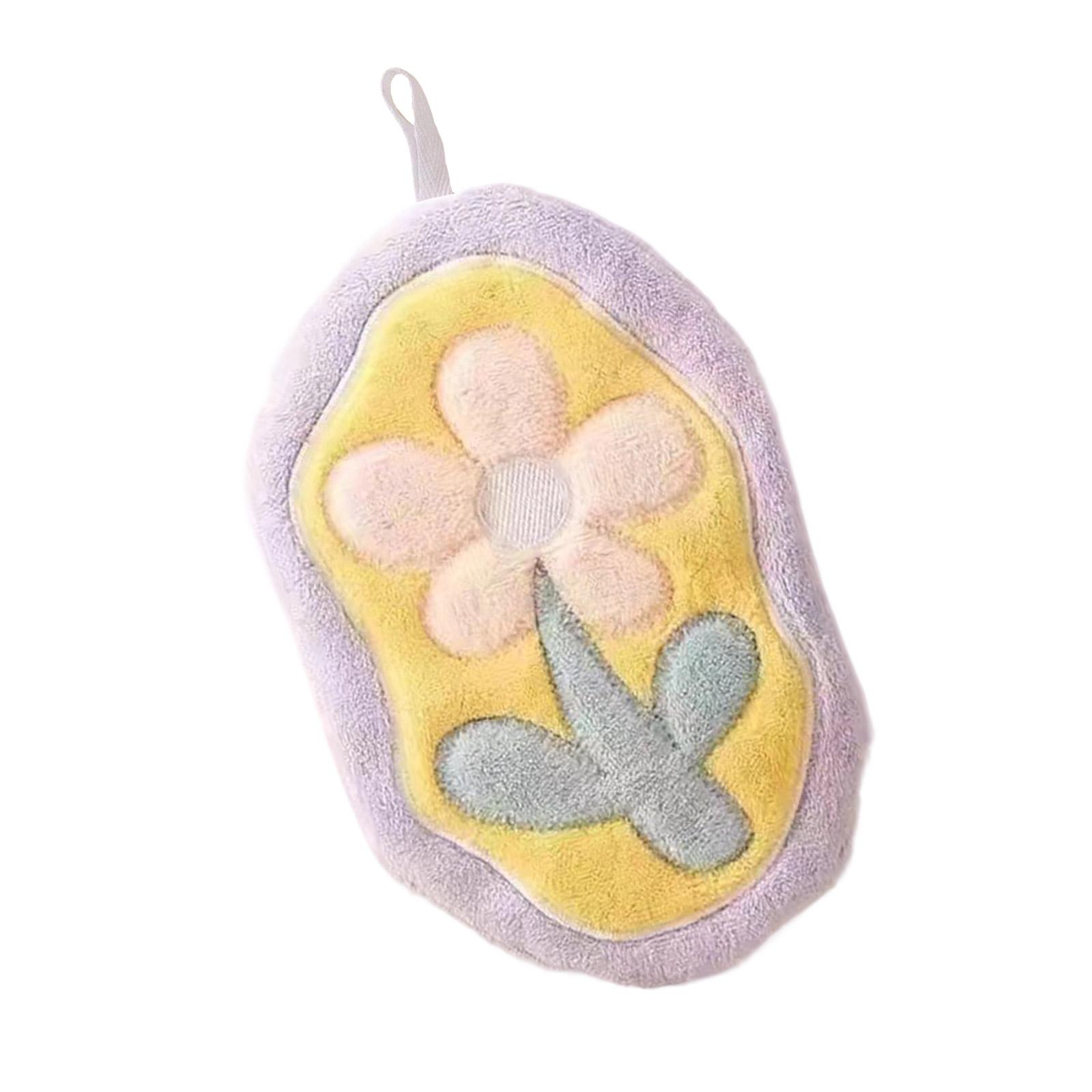 

Gentle Plush Hand Towel Elegant Floral Design Quick Absorbing For Kitchen Bathroom Skin Friendly Hanging Loop Included