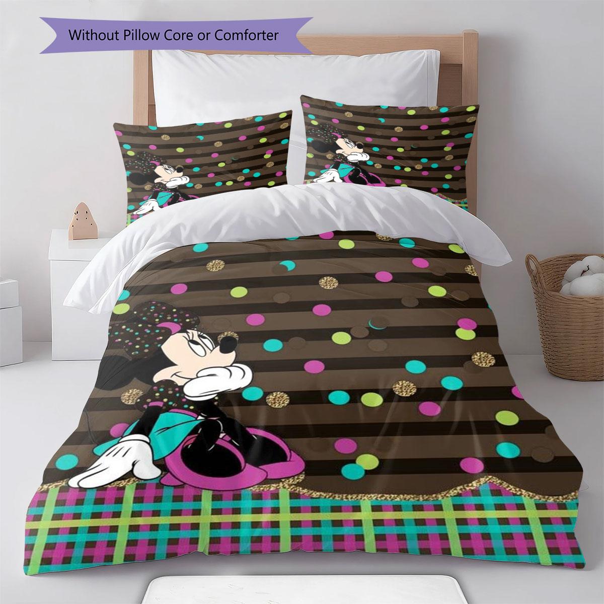 Sweet and Playful Minnie Mouse Themed Illustrated Comfortable Bedding Set, The Perfect Choice To Decorate A Child s Bedroom. 135x200cm