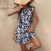 Summer Women Loose Round Neck Short Sleeve Print Dress