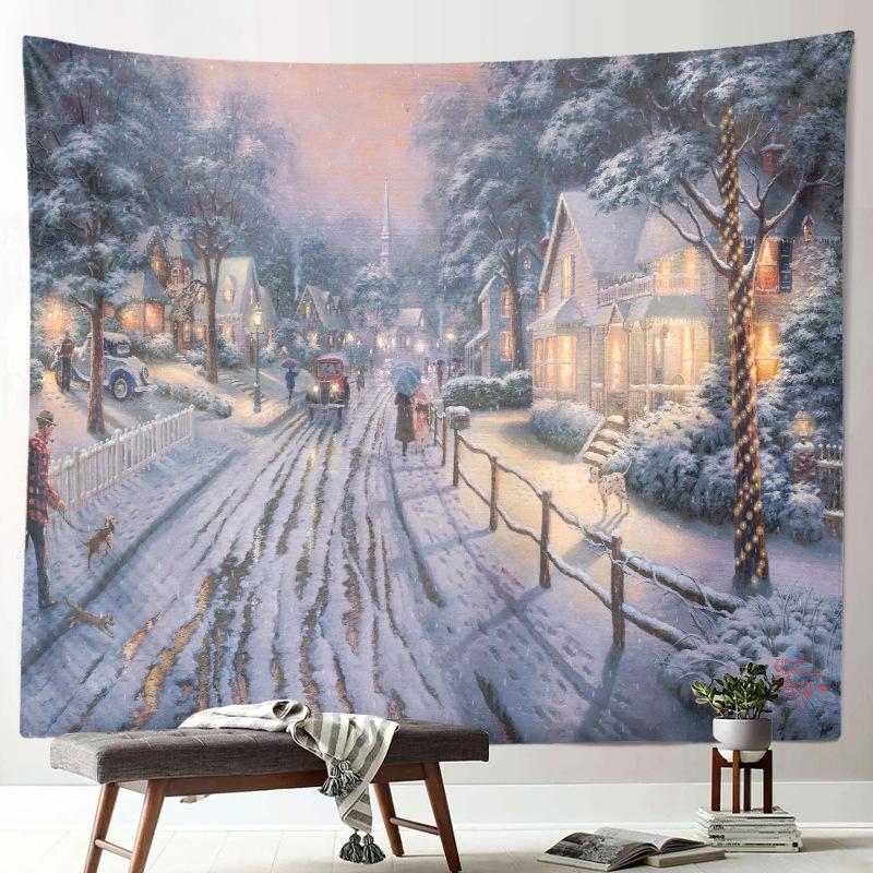 Noel Baba Noel Dekorasyon Baskı Desen Goblen Ev Oturma Odası Yatak Odası Duvar Dekorasyonu Arka Plan Kumaş Goblen