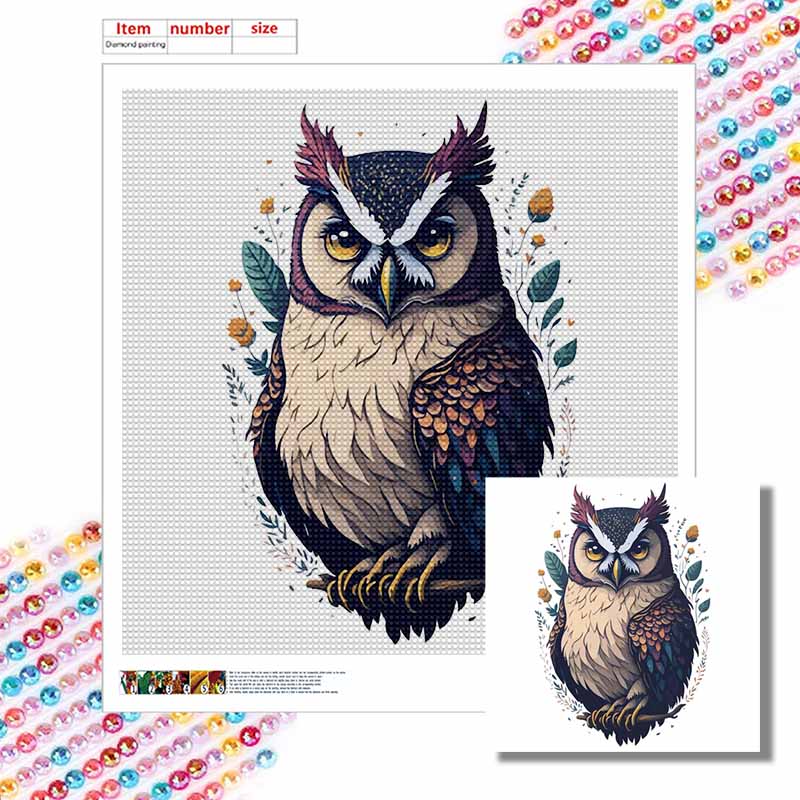 New Arrival 5D DIY Full Circle Diamond Painting "Painted Black Owl" Embroidery Cross Stitch Home Decor Gift