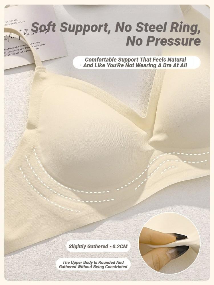 Small Breast Seamless Bra Women'S Push-Up Comfortable Non-Underwire Soft Support Closed Underwear For Women With Breasts No Rims