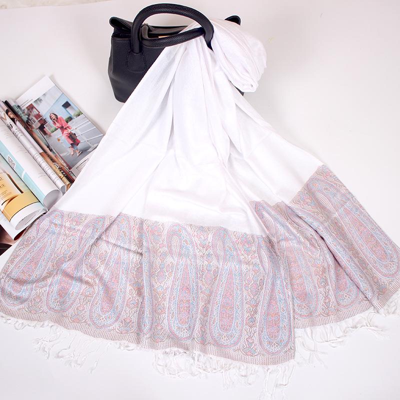 Ethnic Style Cashew Scarf Air Conditioner Large Shawl Scarf Dual-Purpose Jacquard Fringed Spring And Summer Long Cotton Scarf Women