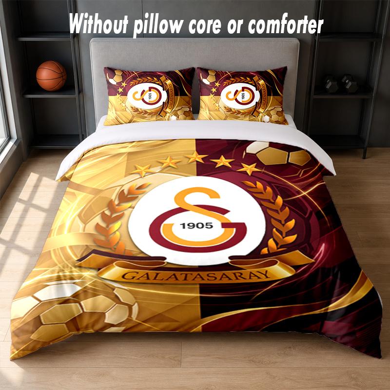 Set Biancheria da Letto Design Galatasaray FC 1 Copripiumino + 2 Federe Morbido Traspirante Biancheria da Letto per la Casa
