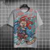2024 Japanese Anime Samurai T-Shirt For Men 3D Animal Print Short Sleeved Tees Casual T-Shirt Vintage Shirt Retro Men Clothing