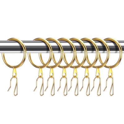 30 Metal Curtain Rings for Curtain and 30 Metal Curtain Hooks for Window Curtain Shower Door Gold 32 Mm
