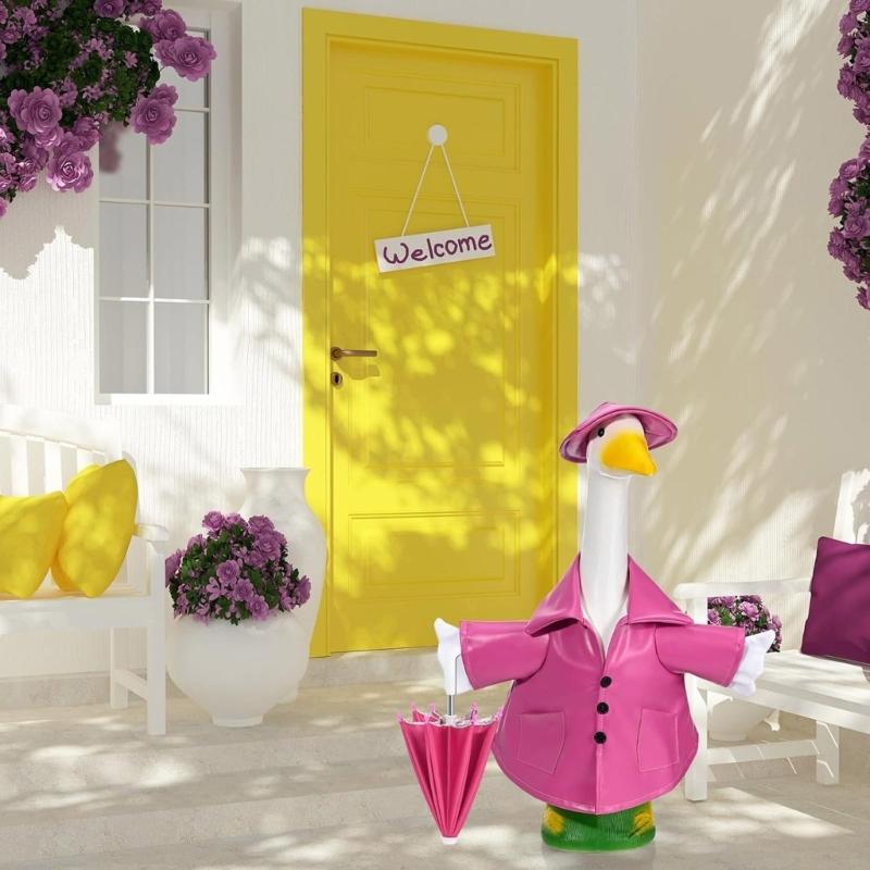 23palcový dekorativní husí obleček Sváteční téma Pláštěnka Sada deštníků Pro zahradní dvorek Socha Vnitřní venkovní dekorace