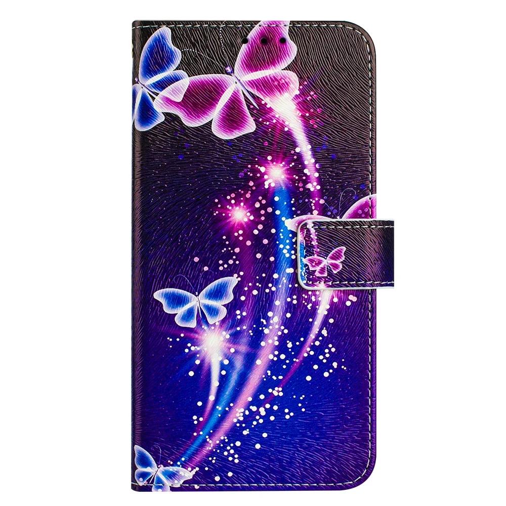 Coloured Drawing Wallet Case for iPhone 16E SE3 SE 8 7 6 6S Plus 16 Pro Max Shockproof Stand Card Holder Strap Flip Phone Cover