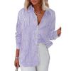 Women's Striped Button Down Shirt Long Sleeve Casual Loose Fit Office Blouse For Women