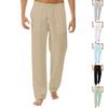 Men's Linen Loose Fitting Casual Lightweight Elastic Waist Straight Leg Trousers