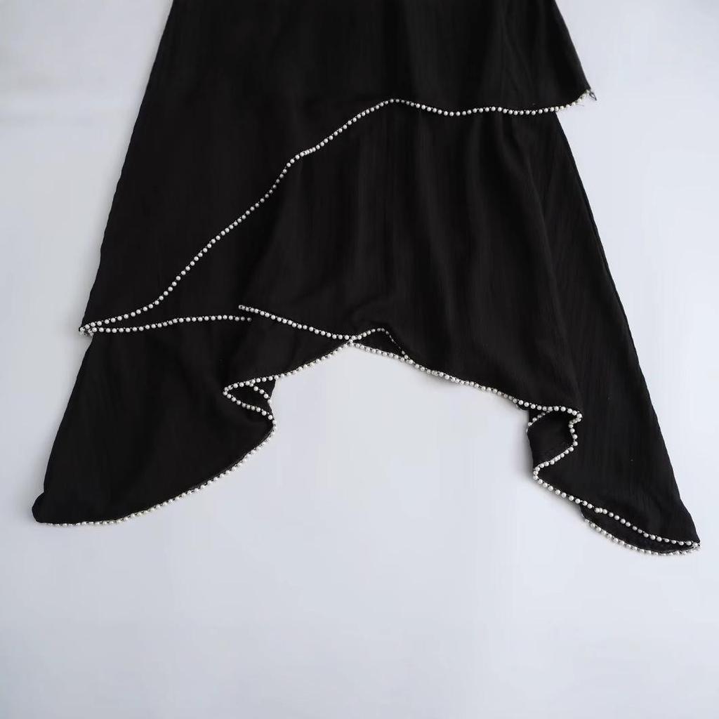 2025 Spring Women's European & American Fashion Irregular Pearl Dress