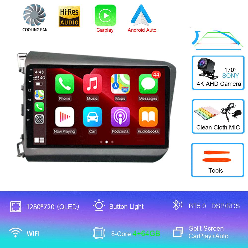 Android 14 For Honda Civic 2012 2013 2014 2015 Car Radio Multimedia Video Player Navigation Stereo GPS Carplay Android Auto WIFI