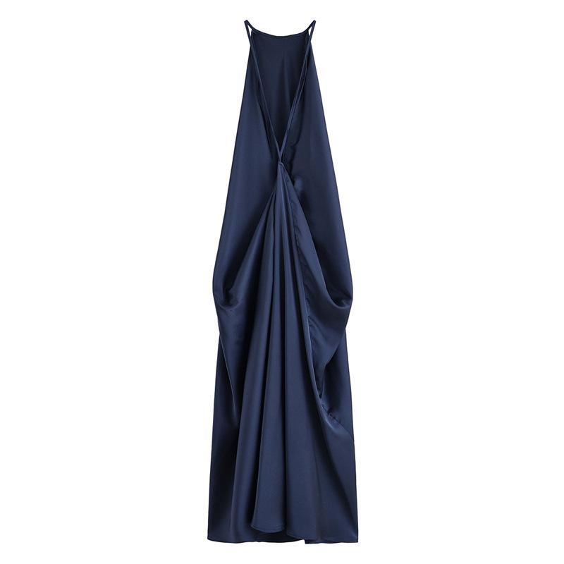 Vestido de Verano sin Mangas con Textura de Seda y Hombros Descubiertos - Estilo Europeo y Americano