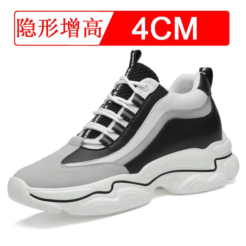 Chunky Heightening Sneakers Man Genuine Leather Mesh Elevator Shoes Warm Thick Sole Lift Men Shoes Increase Insole 6-10cm